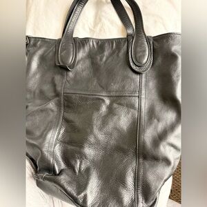 Genuine Italian Leather Borse and Pelle Elegant Black Leather Tote Bag